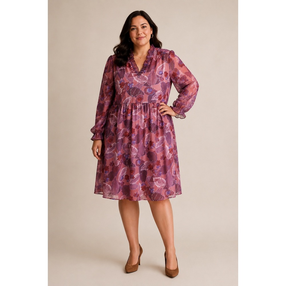 Vintage 70s Midi Dress Boho Cottagecore Retro Mauve‎ Pink Polyester 16